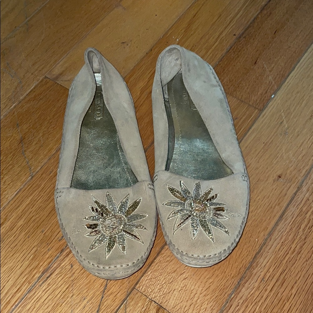 Beige Embellished Women's Loafers